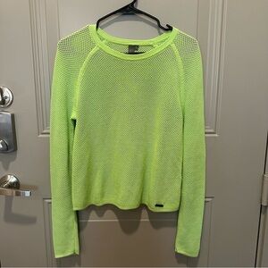 Sweaty Betty Idol Mesh Sweater Neon Green Crewneck Size XS Extra Small